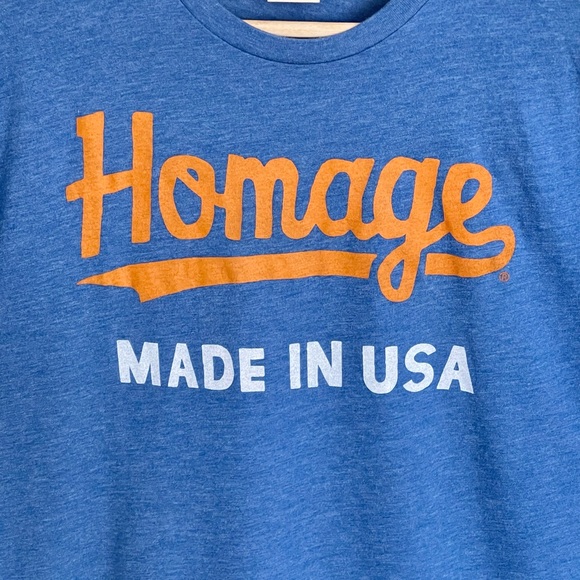Homage “Made In USA” Graphic Logo Blue Orange T Shirt Adult size XL - Picture 3 of 7